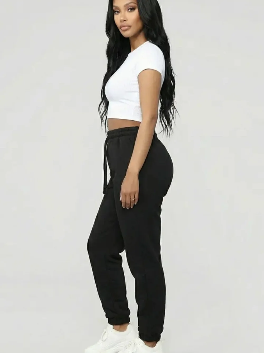 Women’s Black Drawstring Jogger Pants - Picture 2 of 5